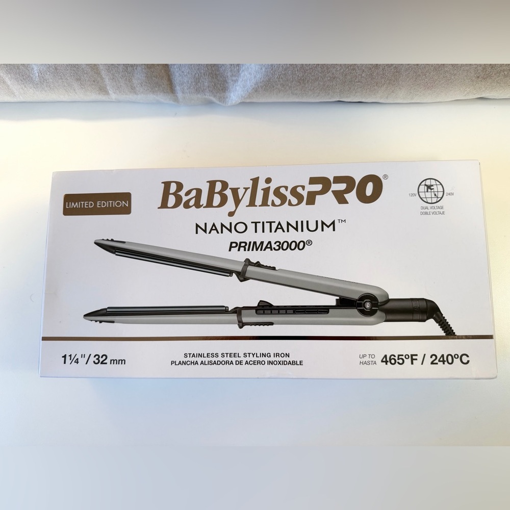BaBylissPRO Nano Titanium Prima3000 Flat Iron -1.25”- Gray *New in box*